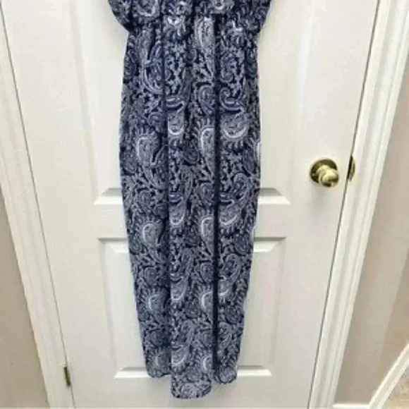 Smart Set Maxi Dress Wrap Front Sheer Flowy Hi Low Asymmetric  Blue Paisley XS - Picture 9 of 15